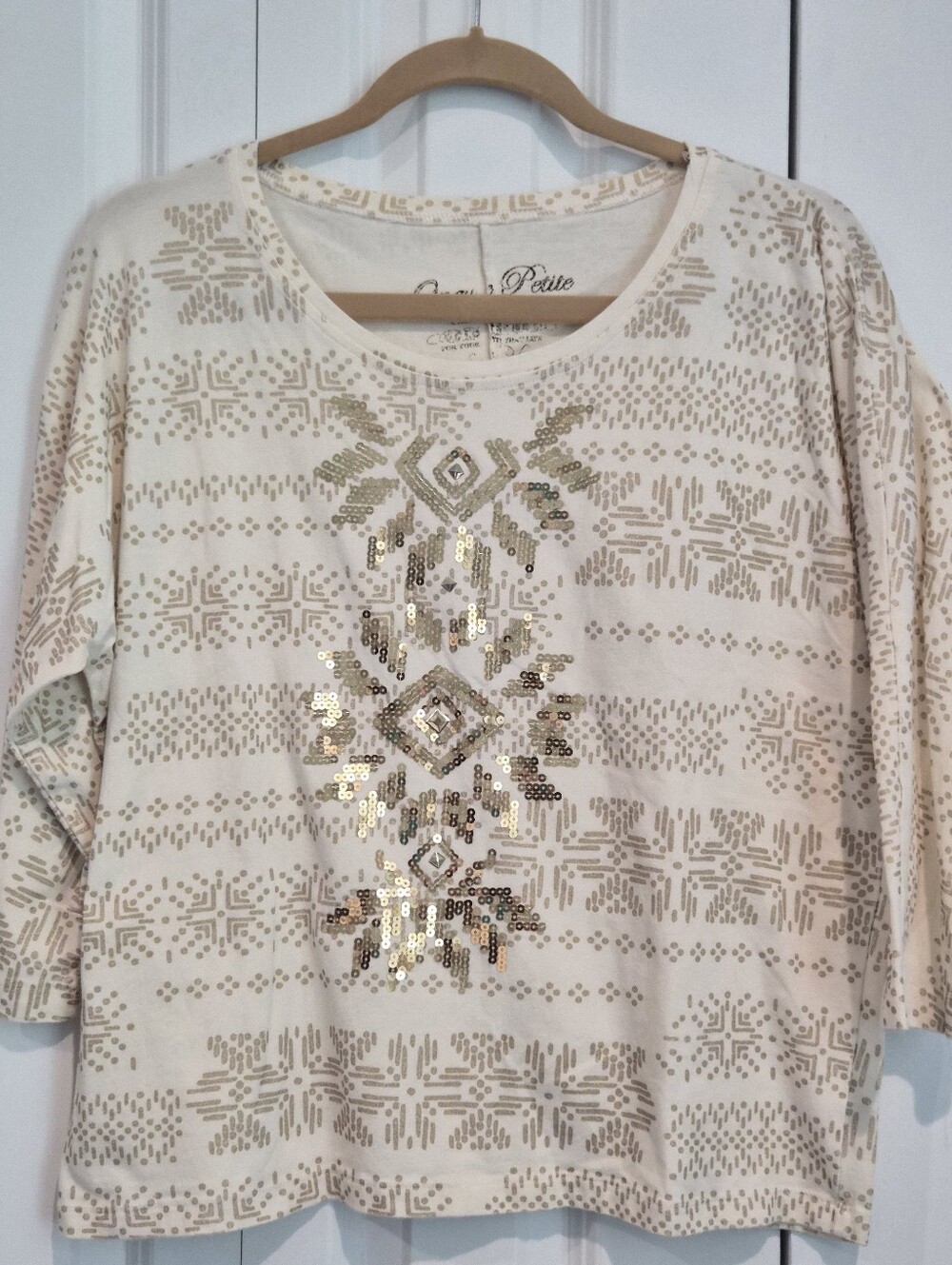 Onque Casuals Petite Large Sequin Top